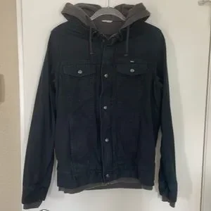 Vans AV78 Black Hooded Denim Jacket Lined